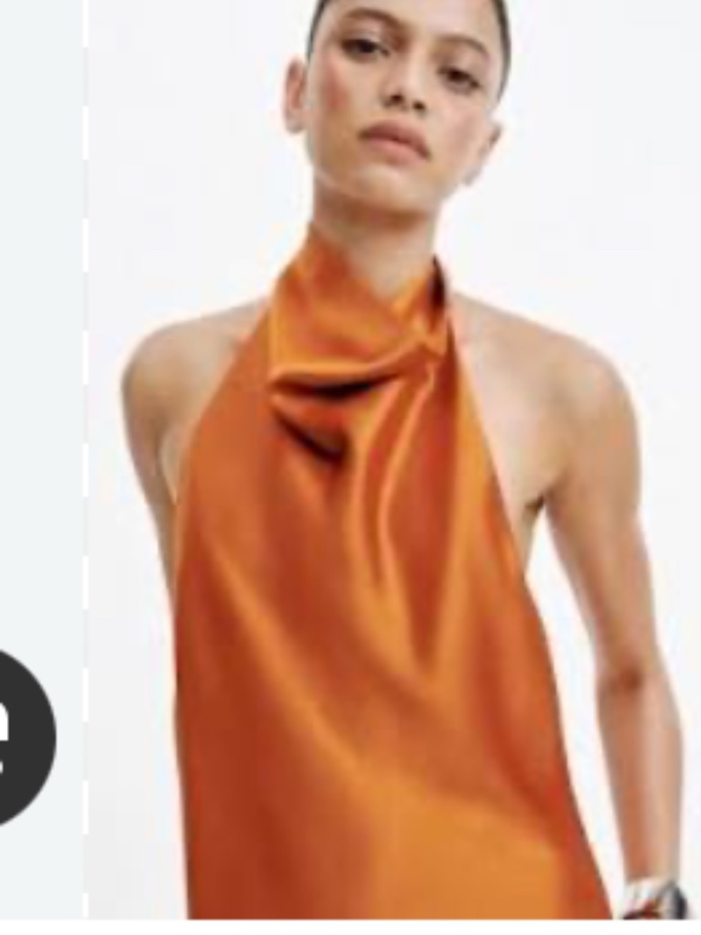 Zara - Satin effect Halter top. Color Burnt Orange. Size M - Picture 2 of 6